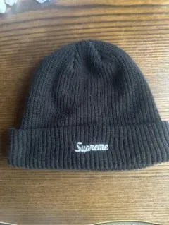 Supreme 黒 ニット帽 100%アクリル
