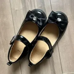 黒いリボン付きフォーマルシューズ 19.0cm
