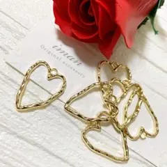 ＊P176＊ハートフレームチャームパーツ・ゴールド