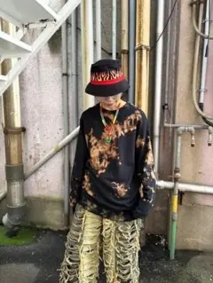 麻中之蓬 マチュウノヨモギ 鬼 柄シャツ XL GAKKIN BUDSPOOL - メルカリ