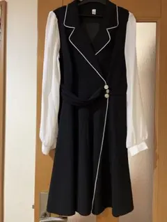 セレモニー特集　黒と白のフレアワンピース 卒業式、入学式に！！画像追加