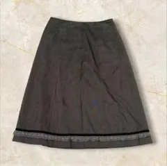a.v.v　ミッシェルクラン　フレアスカート　ミモレ丈　裾レース　キレカジ　無地
