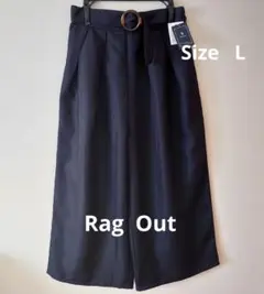 Rag Out ウエストベルト付きガウチョパンツ L 濃紺