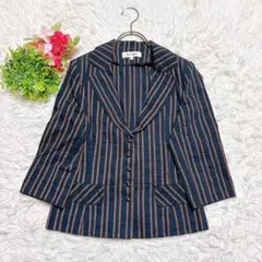 美品 【ピエールカルダン】 テーラードジャケット 5分袖 （S） リネン 麻混