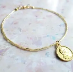 【シングル・ペア】ナチュラルメダルアンクレット