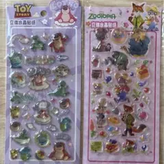 【新品未使用】トイストーリー　ズートピア　ボンボンドロップシール風　２点セット