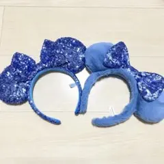 ミニー ブルー カチューシャ 2個セット ディズニー 青 ふわふわ スティッチ