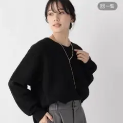 GLOBAL WORK Hug me ニットラメVネックプルオーバー 黒 M