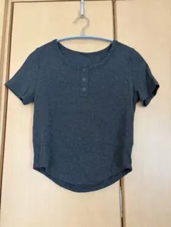 【Ada.】ヘンリーネック 半袖 Tシャツ チャコール(M)