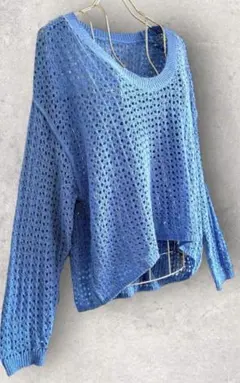 ラコレ　ニット　ブルー