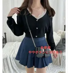 GRL ハート型ボタン付きカーディガン ブラック　新品未使用　フリーサイズ