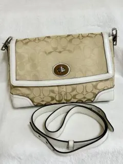 COACH コーチ シグネチャー ターンロック F13972キャンバス レザー革