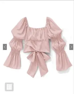 ピンク オフショルダー バルーンスリーブブラウス
