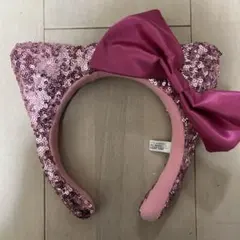 ピンク スパンコール リボン付きカチューシャ
