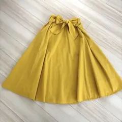 大特価‼️フレアスカート　スカート　リボン　マスタードイエロー　黄色