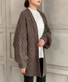 3G ケーブル編みオーバーサイズニットカーディガン
