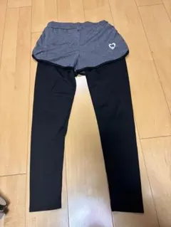 ランニングウェア　レイヤードデザイン ボトムスブラック