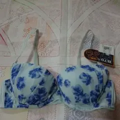 ブラジャー B70 花柄ブルー