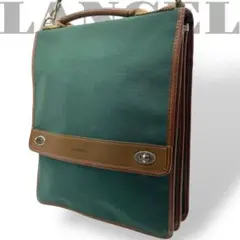 美品　A4収納　ランセル　ショルダーバッグ　ターンロック　キャンバス　緑