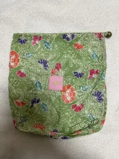 suryo 巾着袋 ポーチ グリーン 花柄