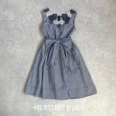 MERCURY DUO/ノースリーブワンピ/F/ネイビー/刺繍レース/綺麗め