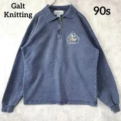 90s ハーフジップスウェット ネイビー系 襟付き カナダ製ヴィンテージ M~