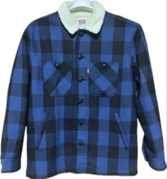 フリースジャケット M 青黒チェック