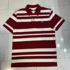 LACOSTE 赤と白ストライプ ポロシャツ サイズ4