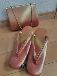 新品牛革　和装草履バックセット　キンワシ印東京謹製