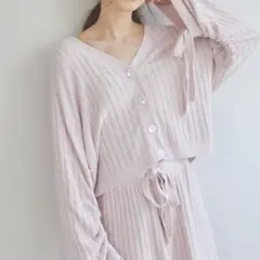 gelato pique ジェラートピケ リブカーディガン ピンク