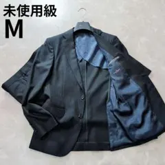 【未使用級】おしゃれスーツ　ネイビー　ストライプ　裏地ペイズリー　М　春夏向け