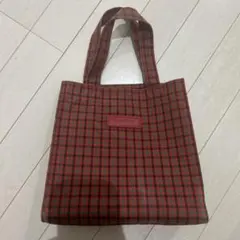 新品未開封)ファミリア トートバッグ 赤チェック 小 - メルカリ