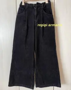 レピピアルマリオrepipi armarioコーデュロイ ワイドパンツ ブラック