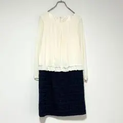 n1040【ナチュラルビューティーベーシック】 ドッキングワンピース ツイード