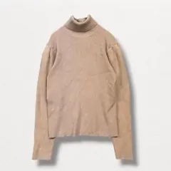 ナイスクラップ【F】タートルネックリブニット 長袖 パフスリーブ ベージュ