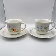 サンリオ　ハローキティとプーさんカップ&ソーサー　2組　新品未使用