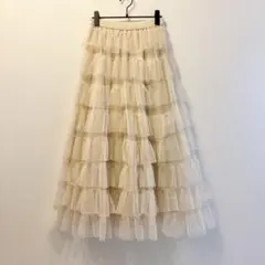 me+em select チュールスカート ティアード ベージュ M