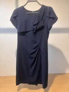 ネイビー　ドレープドレス