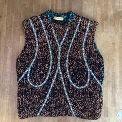 penultimate ニットベスト Mサイズ オレンジ・緑