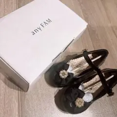 anyFAM 黒 フォーマルシューズ リボン付き