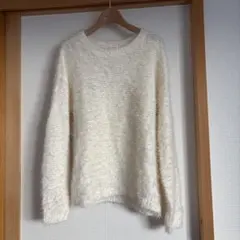 ファー風ニット長袖 ホワイト