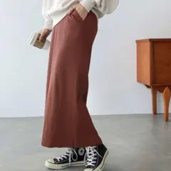 andme アンドミー セルフカットリブロングタイトスカート