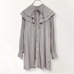 グレイル GRL 長袖ブラウス ラッフルカラー リボン 無地 F 《f245