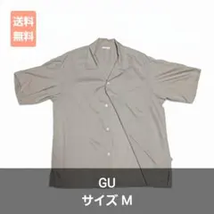 GU ジーユー レーヨン オープンカラーシャツ 半袖 グレー 開襟 M メンズ