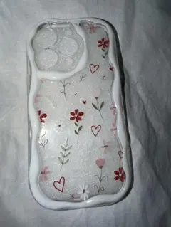 花柄ハートデザイン iPhoneケース ストラップ付き