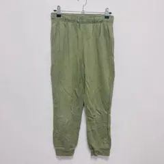 キャットアンドジャック ジョガーパンツ 裾リブ 無地 XL 緑 綿混 裏起毛