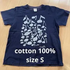 United Athle 音符柄 プリントTシャツ ネイビー Sサイズ　綿100