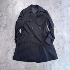 【裏地ドット】トレンチコート 大人可愛い 入学式 セレモニー 通勤 フォーマルL