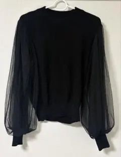 INGNI チュール袖ニット 黒 Mサイズ