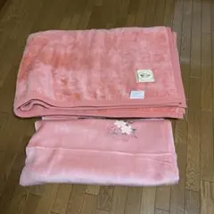 毛布180x230cm ボアフラットシーツセット（ピンク）